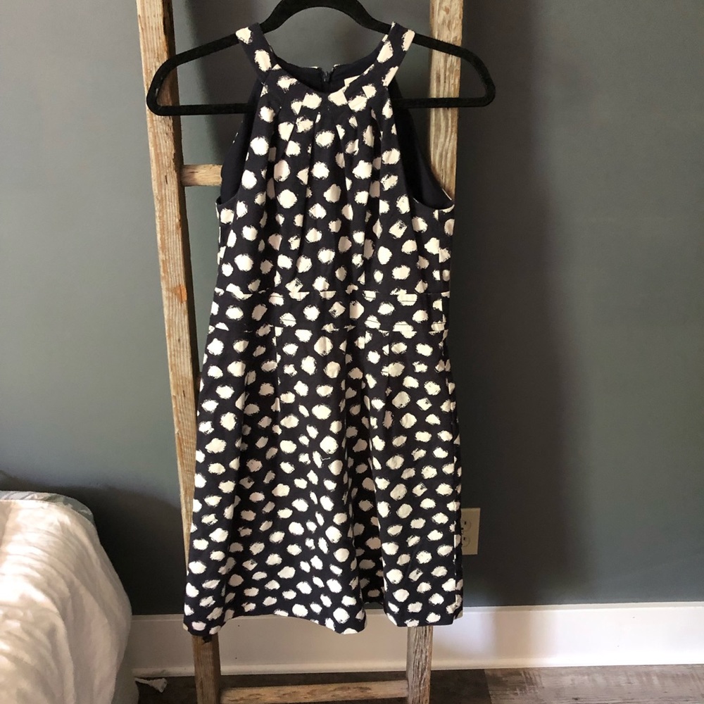 LOFT Navy Blue Polka Dot Dress